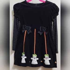 Bonnie Jean Sz 6 6X Halloween Ghosts Candy Corn Black Corduroy Long Sleeve Dress